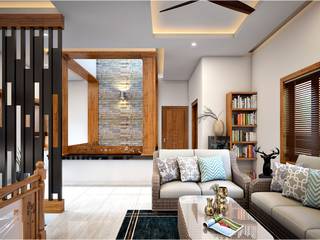 Best Interior designs in Kerala—Monnaie Architects & Interiors, Monnaie Interiors Pvt Ltd Monnaie Interiors Pvt Ltd Modern living room Wood Wood effect