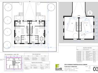 PROYECTO DE DOS VIVIENDAS PAREADAS EN SA CABANA, MARRATXÍ-MALLORCA, BONFILL INGENIERÍA, ARQUITECTURA Y PAISAJE S.L. BONFILL INGENIERÍA, ARQUITECTURA Y PAISAJE S.L. Дома с террасами Бетон