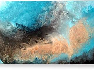 Large Elegant Fluid Aerial Abstract Painting, Nature Wall Art, Contemporary Abstract Modern Water Painting, Earth Tones, MYTHICAL ESCAPE by Holly Anderson 36", Holly Anderson Fine Art Holly Anderson Fine Art Lebih banyak kamar Katun Red