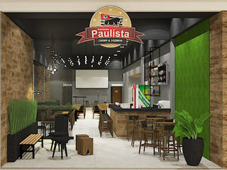 Restaurante Espetinhos Paulista, LUUI Engenharia & Design LUUI Engenharia & Design مساحات تجارية