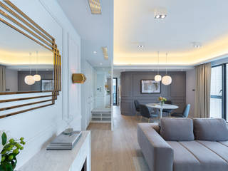 Celeste and the Sea - Alto Residences, Hong Kong, Grande Interior Design Grande Interior Design Ruang Keluarga Klasik