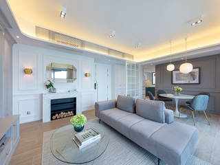 Celeste and the Sea - Alto Residences, Hong Kong, Grande Interior Design Grande Interior Design Klassieke woonkamers