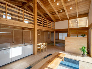 Ad-House okayama, 三宅和彦／ミヤケ設計事務所 三宅和彦／ミヤケ設計事務所 Ruang Keluarga Modern Kayu Wood effect