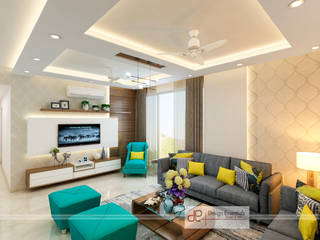 Unitech Escape Gurgaon, Design Essentials Design Essentials Minimalist living room Plywood Green