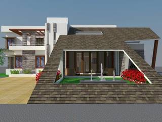 Residence and Interior for MR.Vikas Patil @ Indapur, A B Design Studio A B Design Studio Dach pulpitowy Płytki