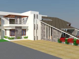 Residence and Interior for MR.Vikas Patil @ Indapur, A B Design Studio A B Design Studio Lean-to roof Tiles Beige