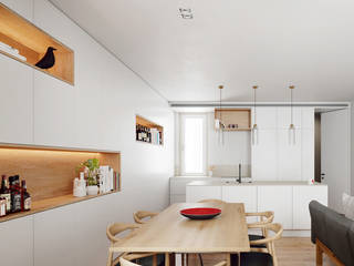 Apartamento DC22 — Lisboa, FMO ARCHITECTURE FMO ARCHITECTURE ミニマルデザインの ダイニング