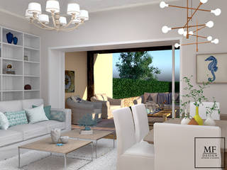 Progettazione di una seconda casa al mare, MF Studio Design MF Studio Design Soggiorno in stile mediterraneo