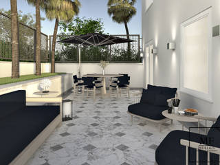 Piano terra con terrazzo, MF Studio Design MF Studio Design Balcone, Veranda & Terrazza in stile classico Marmo