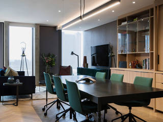 city office home, interior design workroom. interior design workroom. Salas de jantar modernas