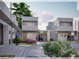 Proyecto viviendas multifamiliares, en Tunuyán, Mendoza , Estudioarqo Estudioarqo 二世帯住宅 レンガ