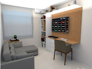 Sala de TV e Leitura, Manuella Magalhães Arquitetura Manuella Magalhães Arquitetura Modern living room