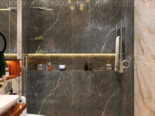 Mr. Tarun Ganguli's Modern Bathroom, Bally, Howrah, CUSTOM DESIGN INTERIORS PVT. LTD. CUSTOM DESIGN INTERIORS PVT. LTD. Asian style bathroom Marble
