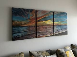 Atardecer de óleo, Pintura de Cuadros para tu hogar Pintura de Cuadros para tu hogar Otros espacios Textil Ámbar/Dorado