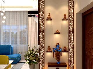 Mrs. Saha’s Stylist Puja Unit | Rs 55000, Kolkata, West Bengal | CDI, CUSTOM DESIGN INTERIORS PVT. LTD. CUSTOM DESIGN INTERIORS PVT. LTD. Modern living room Iron/Steel