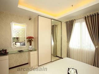 Desain Interior Apartemen Royal Mediterania Garden tipe 1 bedroom 33 m2, Arcadesain Arcadesain غرفة نوم أبلكاش
