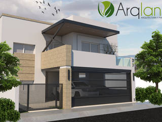 AMPLIACION Y REMODELACION DE COCHERA Y FACHADA EN LA CORUÑA RESIDENCIAL, HERMOSILLO, SONORA, MEXICO., Arqland arquitectura y paisajismo Arqland arquitectura y paisajismo บ้านและที่อยู่อาศัย