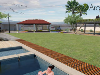 PROYECTO CAMPESTRE REAL DE 14 EN HERMOSILLO, SONORA, MEXICO., Arqland arquitectura y paisajismo Arqland arquitectura y paisajismo Garden Pool