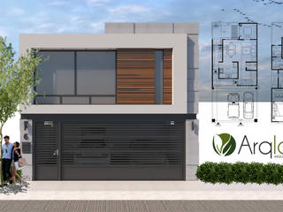 AMPLIACION Y REMODELACION DE COCHERA Y FACHADA EN SIENA RESIDENCIAL, HERMOSILLO, SONORA, MEXICO., Arqland arquitectura y paisajismo Arqland arquitectura y paisajismo 現代房屋設計點子、靈感 & 圖片