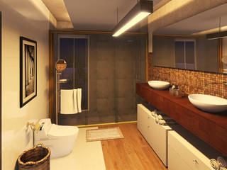 Banheiro Suíte Casal, Arquiteto Ricardo Ambus Arquiteto Ricardo Ambus Baños de estilo clásico Ámbar/Dorado