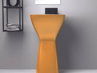 TOIO : Lavabo freestanding moderno in ceramica colorata made in Italy, eto' eto' Minimalist bathroom Ceramic Amber/Gold