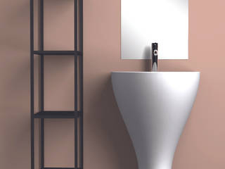 Lavabo bagno sospeso moderno in ceramica fatto in Italia, eto' eto' Modern bathroom Ceramic White