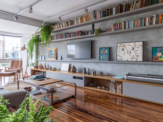 ATELIER ABERTO | Ap Petrópolis, Atelier Aberto Arquitetura Atelier Aberto Arquitetura Industrial style living room Concrete