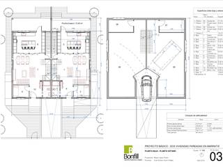 CONSTRUCCIÓN DE VIVIENDA: PROYECTO PARA DOS VIVIENDAS PAREADAS CON PISCINA EN MARRATXÍ, BONFILL INGENIERÍA, ARQUITECTURA Y PAISAJE S.L. BONFILL INGENIERÍA, ARQUITECTURA Y PAISAJE S.L. Condominios Concreto