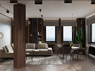 Интерьер квартиры в современном стиле 125 м.кв , Студия архитектуры и дизайна YASHNEVDESIGN Студия архитектуры и дизайна YASHNEVDESIGN Living room