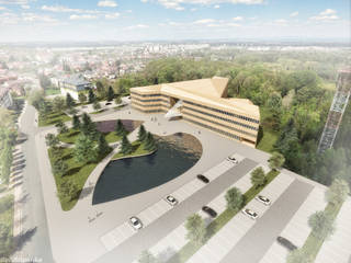 Competition - new administrative forest center of the Czech Republic, Hradec Kralove, Filipenka architect Filipenka architect Holzhaus Stahlbeton