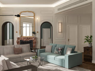 Appartamento in Milano 180mq: Magenta stile Liberty floreale, Bongio Valentina Bongio Valentina Soggiorno in stile coloniale