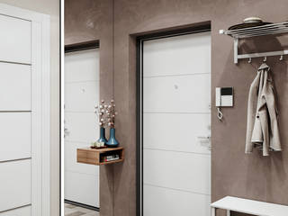 прихожая со скрытыми дверьми, DesignNika DesignNika Коридор, прихожая и лестница в скандинавском стиле
