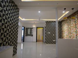 3BHK Vajra Jasmine County | Interior Design Project in Hyderabad, Enrich Interiors & Decors Enrich Interiors & Decors Modern living room White