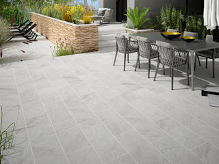 White Stone: El piso porcelánico en tendencia, Gresmanc Gresmanc Modern Balkon, Veranda & Teras Seramik