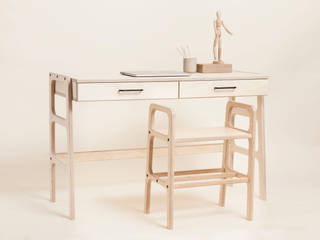 Mid Century Desk FRISK with Drawers, Plywood Project Plywood Project Skandynawskie domowe biuro i gabinet Sklejka Przeźroczysty