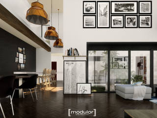 Proyecto Rivereña, Modulor Arquitectura Modulor Arquitectura Minimalist living room White