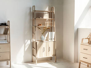 Mid Century Bookcase FRISK Maxi with a Cabinet, Plywood Project Plywood Project Skandinavische Wohnzimmer Sperrholz