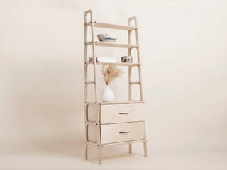 Mid Century Bookcase FRISK Maxi with Drawers, Plywood Project Plywood Project Skandynawski salon Sklejka