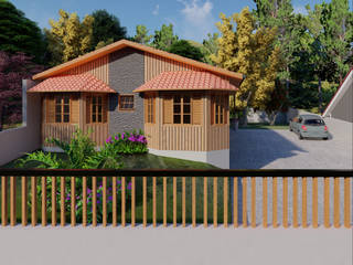 Casa Pré-Moldada, Studio AW Arquitetura Studio AW Arquitetura Cabanas de madeira Madeira Efeito de madeira