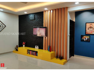 2BHK in Bangalore, Studio Skapeart Studio Skapeart Modern living room Plywood