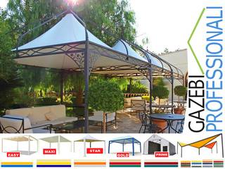 Gazebo Vienna 5x5 Stile ferro battuto Liberty pvc giardino decorativo ristorante festa evento copertura , gazebiprofessionali.com gazebiprofessionali.com Jardines de estilo clásico Compuestos de madera y plástico