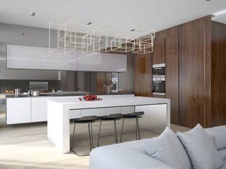 Квартира в ЖК "Royal Park", background архитектурная студия background архитектурная студия Minimalist kitchen