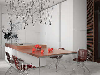Квартира в ЖК "Мендельсон", background архитектурная студия background архитектурная студия Cocinas de estilo minimalista