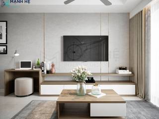 CĂN HỘ MELODY - 95M2 - CHỊ THỦY, Công ty Cổ Phần Nội Thất Mạnh Hệ Công ty Cổ Phần Nội Thất Mạnh Hệ Modern living room Slate