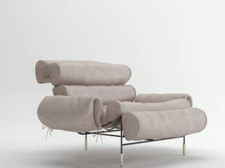 Nuvola Armchair by Hannes Peer x SEM, 3DD Factory 3DD Factory Giardino interno Pelle Grigio