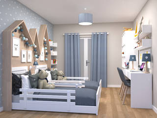 Mobiliário funcional para quarto de 2 irmãos, Oficina Rústica Oficina Rústica Boys Bedroom Wood Wood effect