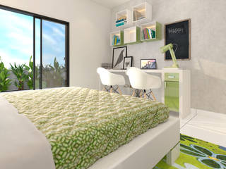 3BHK Interior Design - 1700 sqft, Enrich Interiors & Decors Enrich Interiors & Decors Small bedroom Зелений