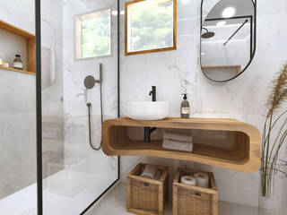 Projeto 3D - WC Amazónia, Smile Bath S.A. Smile Bath S.A. Tropical style bathrooms Wood Wood effect