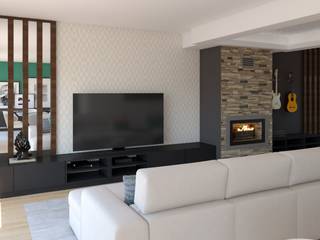 Projeto 3D - Moradia Seixal, Ana Andrade - Design de Interiores Ana Andrade - Design de Interiores Modern Living Room