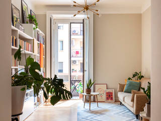 stile Vecchia Milano - appartamento 90 mq, Lascia la Scia S.n.c. Lascia la Scia S.n.c. Salas de estilo ecléctico Madera Multicolor